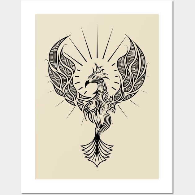 Phoenix Tribal Tattoo Design Wall Art by Pangea5